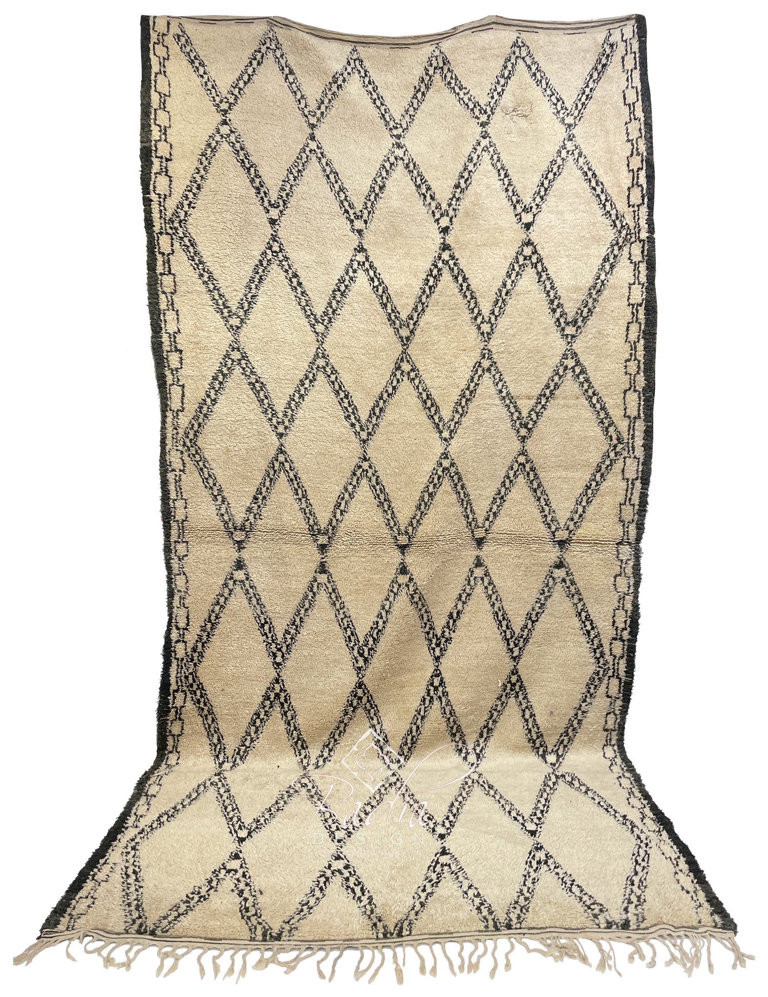 Large Beige and Brown Moroccan Rug with Tribal Designs