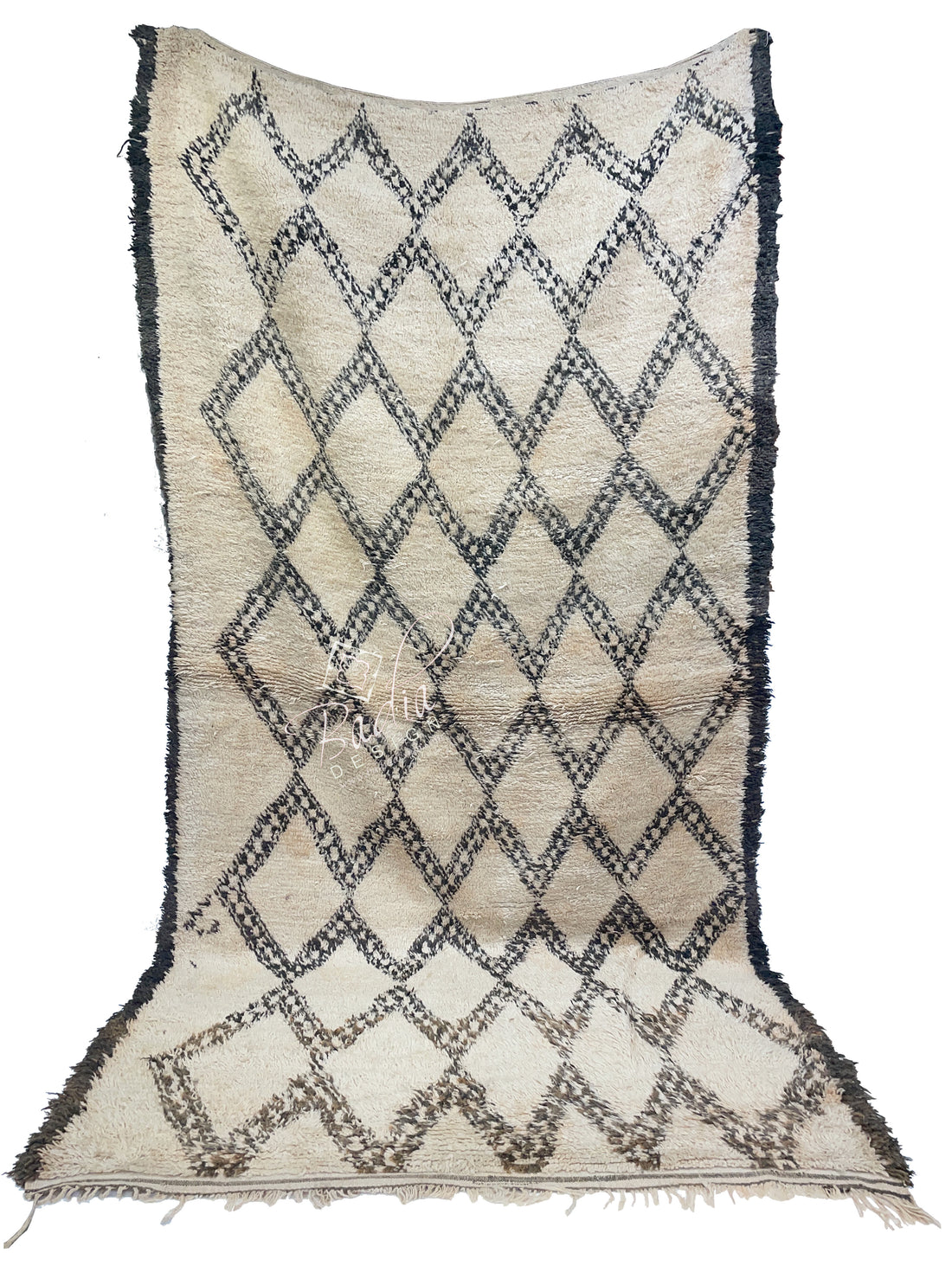 Large Beige and Black Moroccan Berber Rug