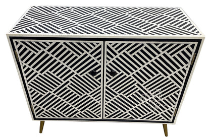 Large Black and White Resin Bone Inlay Cabinet