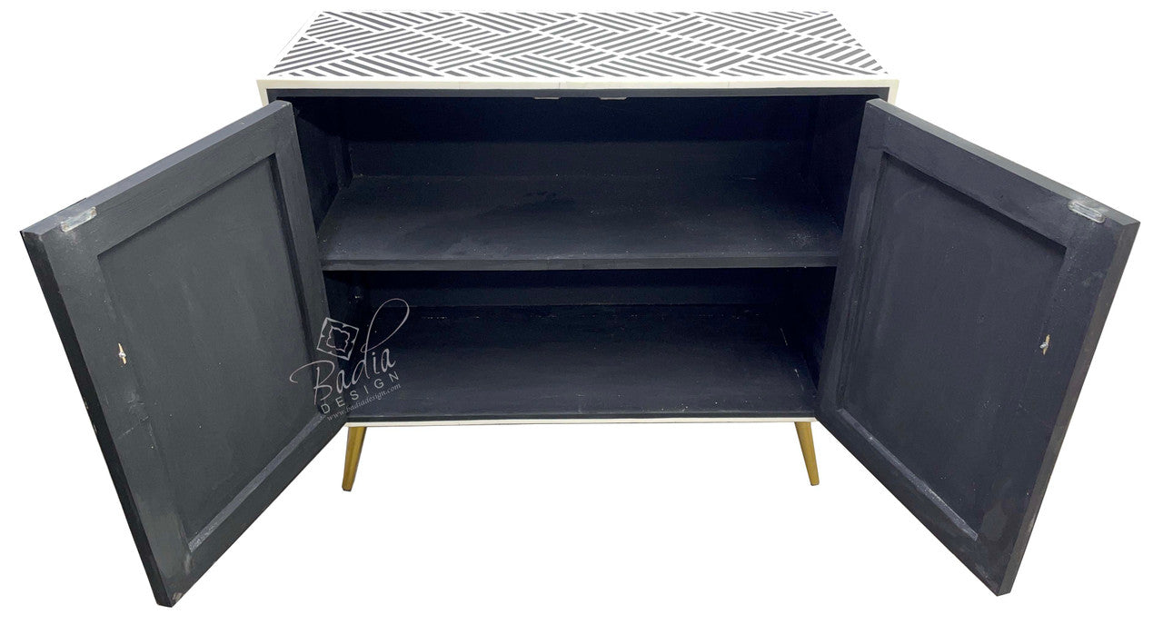 Large Black and White Resin Bone Inlay Cabinet