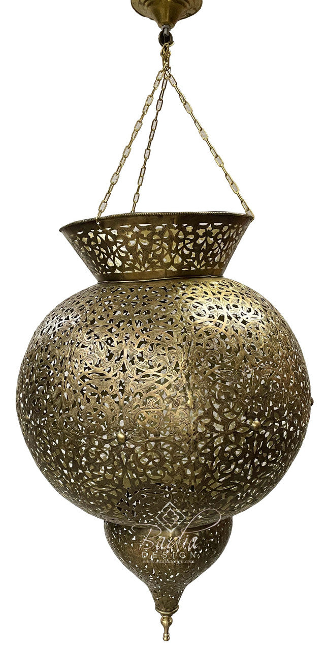 Large Intricately Designed Brass Chandelier