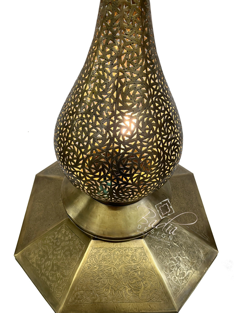 Large Intricately Designed Brass Floor Lantern