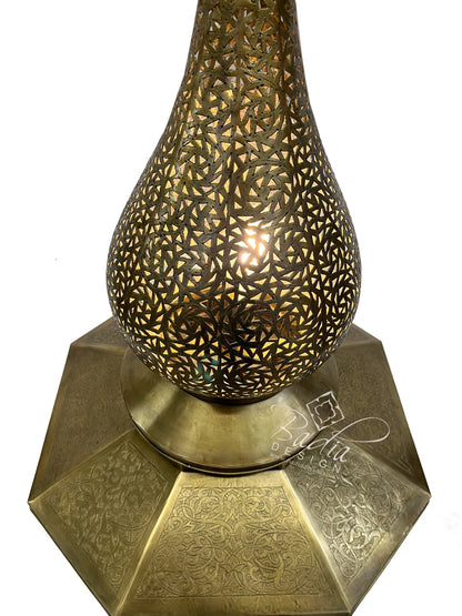 Large Intricately Designed Brass Floor Lantern