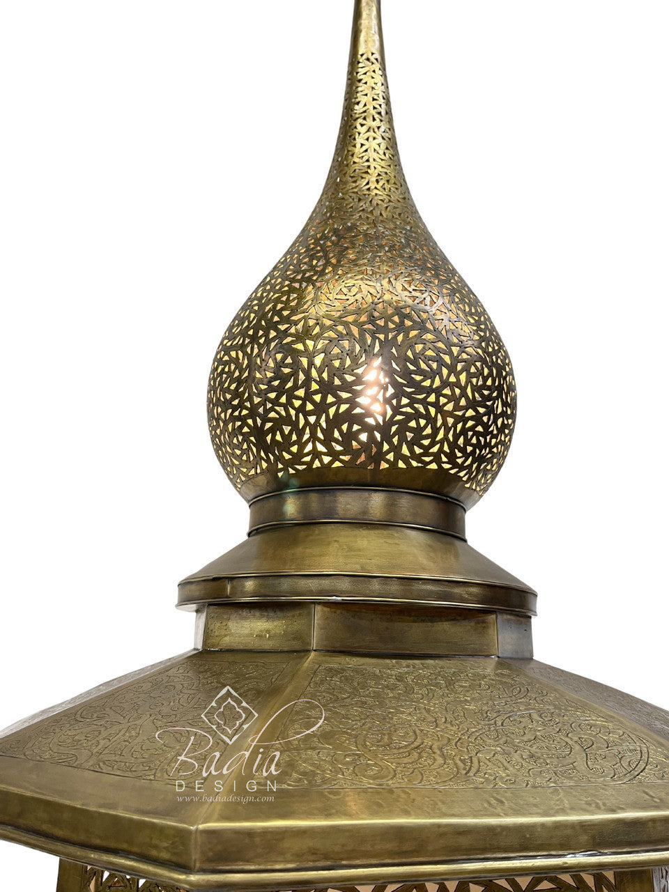Large Intricately Designed Brass Floor Lantern