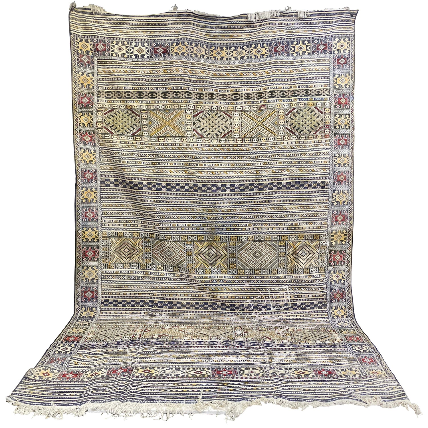 Large Multi-Color Handmade Moroccan Kilim Rug