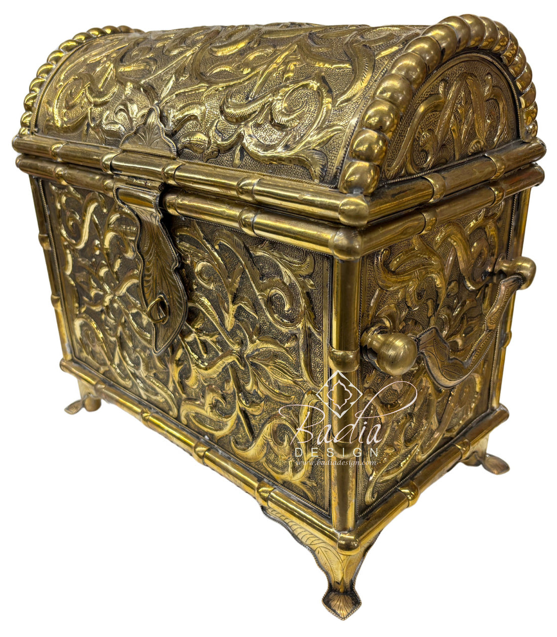 Large Moroccan Brass Treasure Chest