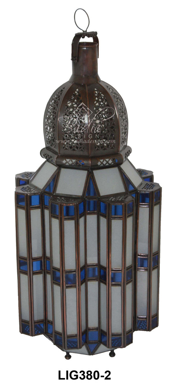 Large Floor Lantern with Multi Color Glass