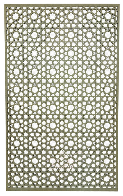 Large Moroccan Geometric Wooden Lattice Screen Panel