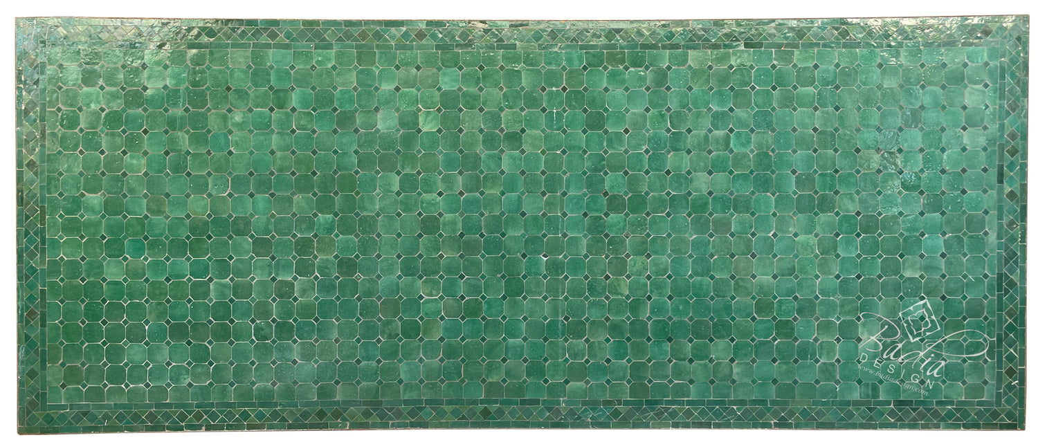 40"W x 96"L Green Rectangular Tile Table Top