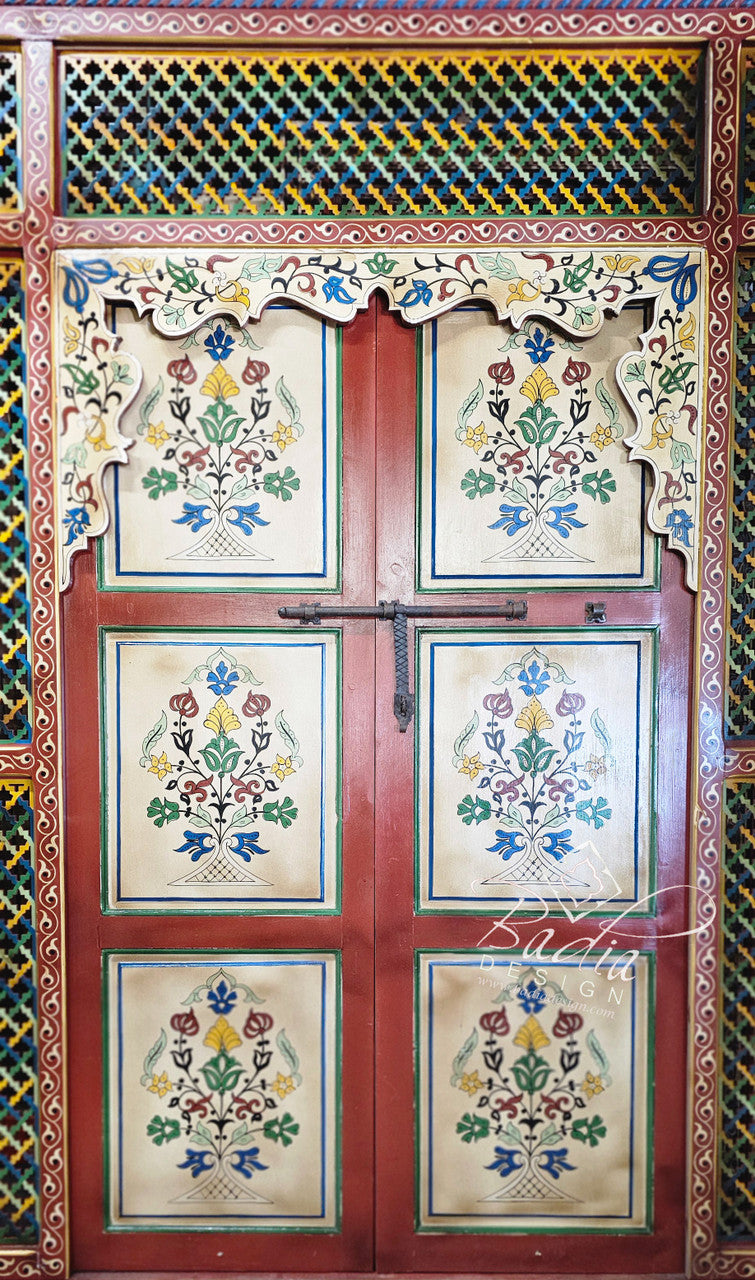 Large Intricate Hand Painted Cedar Door