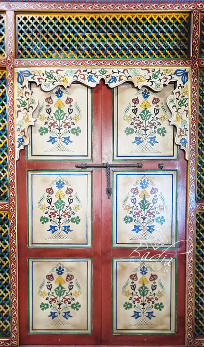 Large Intricate Hand Painted Cedar Door