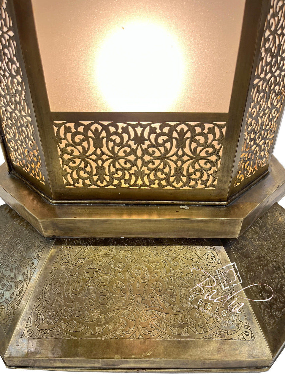 Large Intricately Designed Brass Floor Lantern