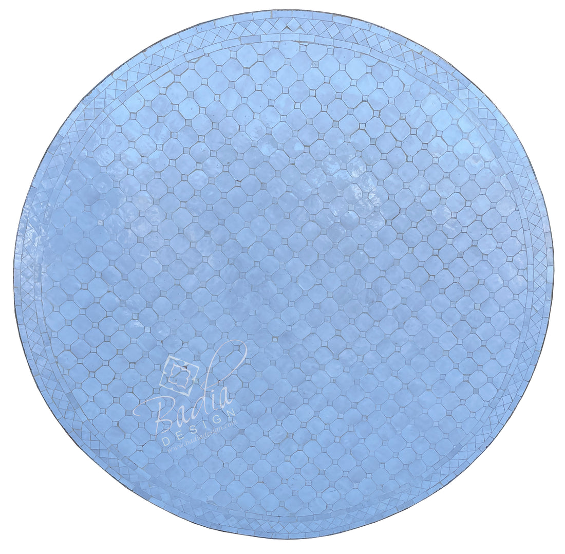 60" White Moroccan Mosaic Tile Table Top