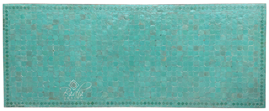 40"W x 96"L Turquoise Rectangular Tile Table Top