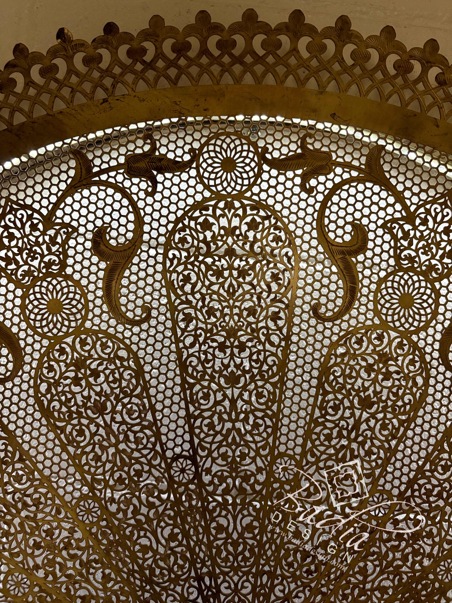 Large Intricately Designed Brass Wall Sconce