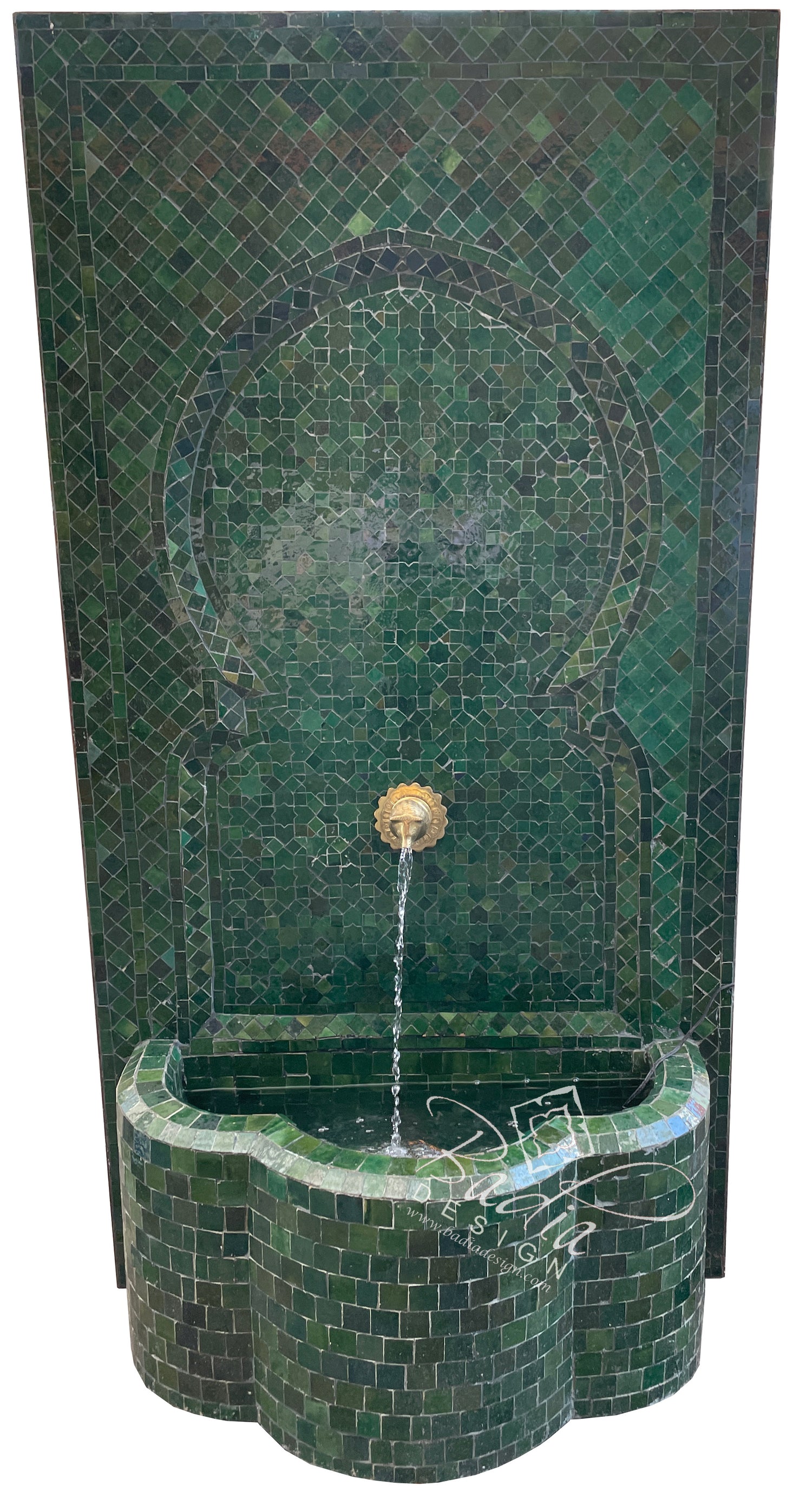 Large Solid Green Mosaic Water Fountain