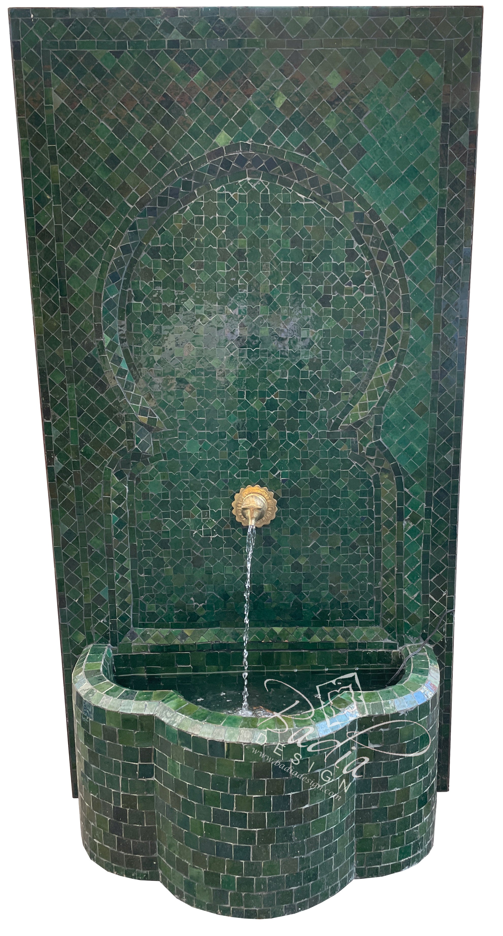 Large Solid Green Mosaic Water Fountain