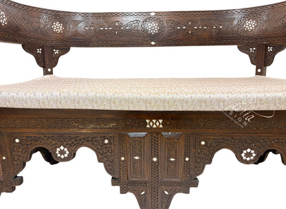 Large White Bone Inlay Bench with Cushion