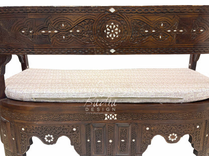 Large White Bone Inlay Bench with Cushion