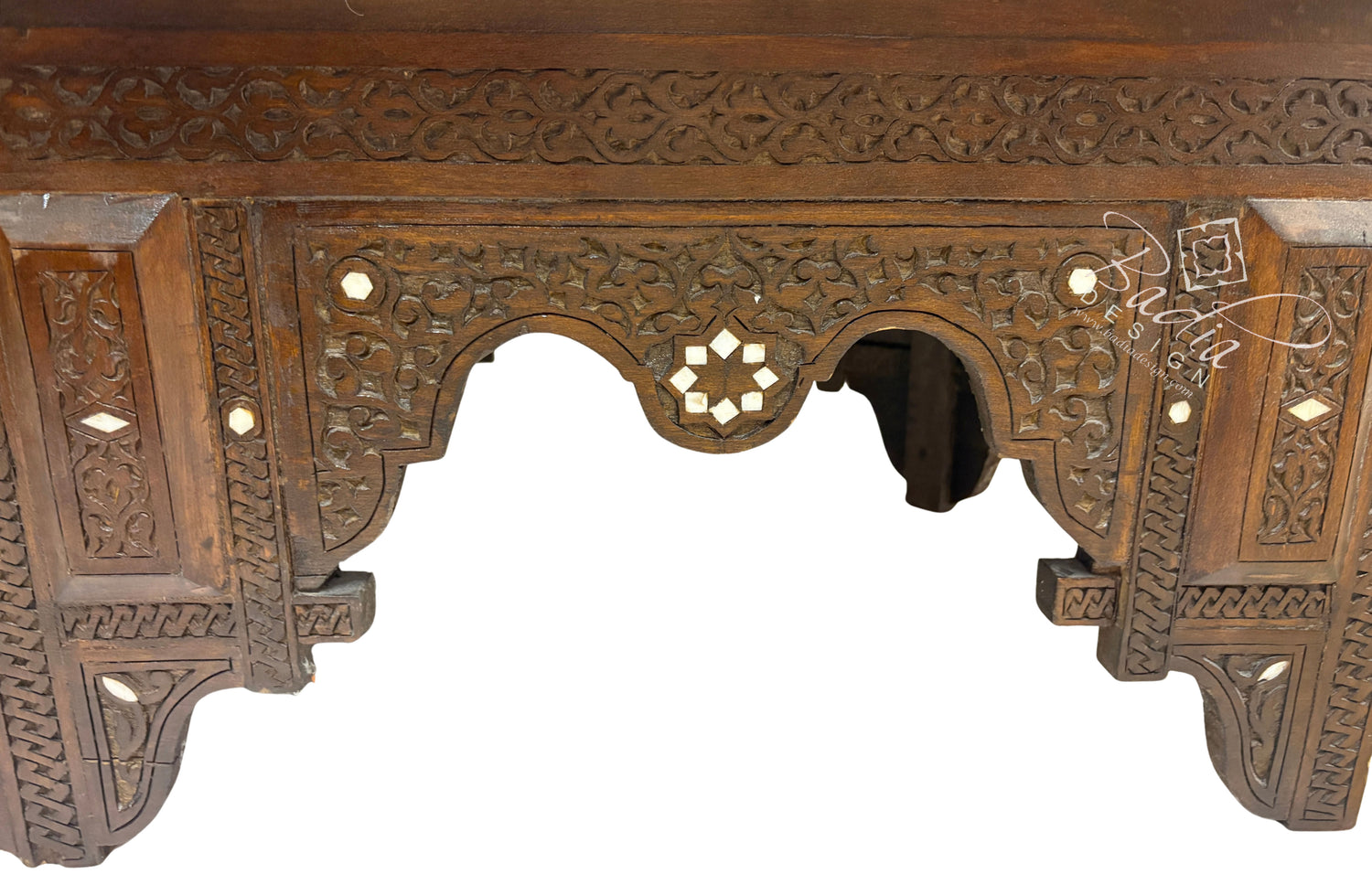 Large White Bone Inlay Bench with Cushion