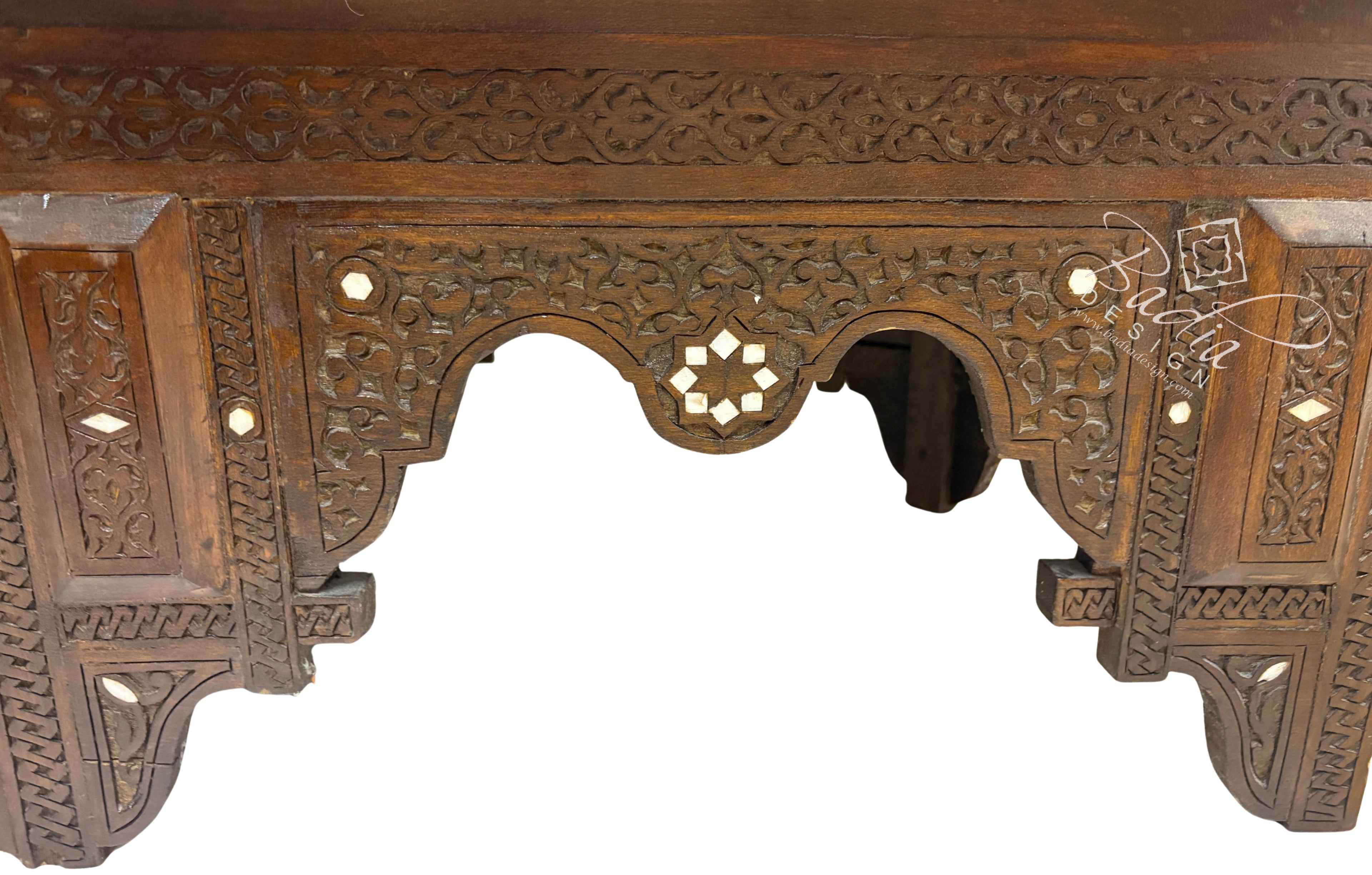 Large White Bone Inlay Bench with Cushion