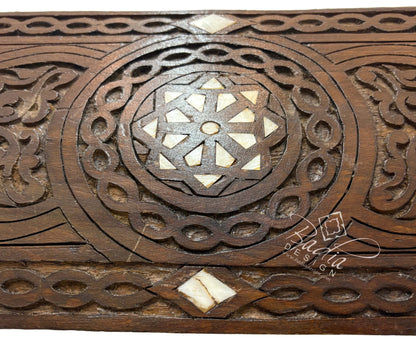 Large White Bone Inlay Bench with Cushion