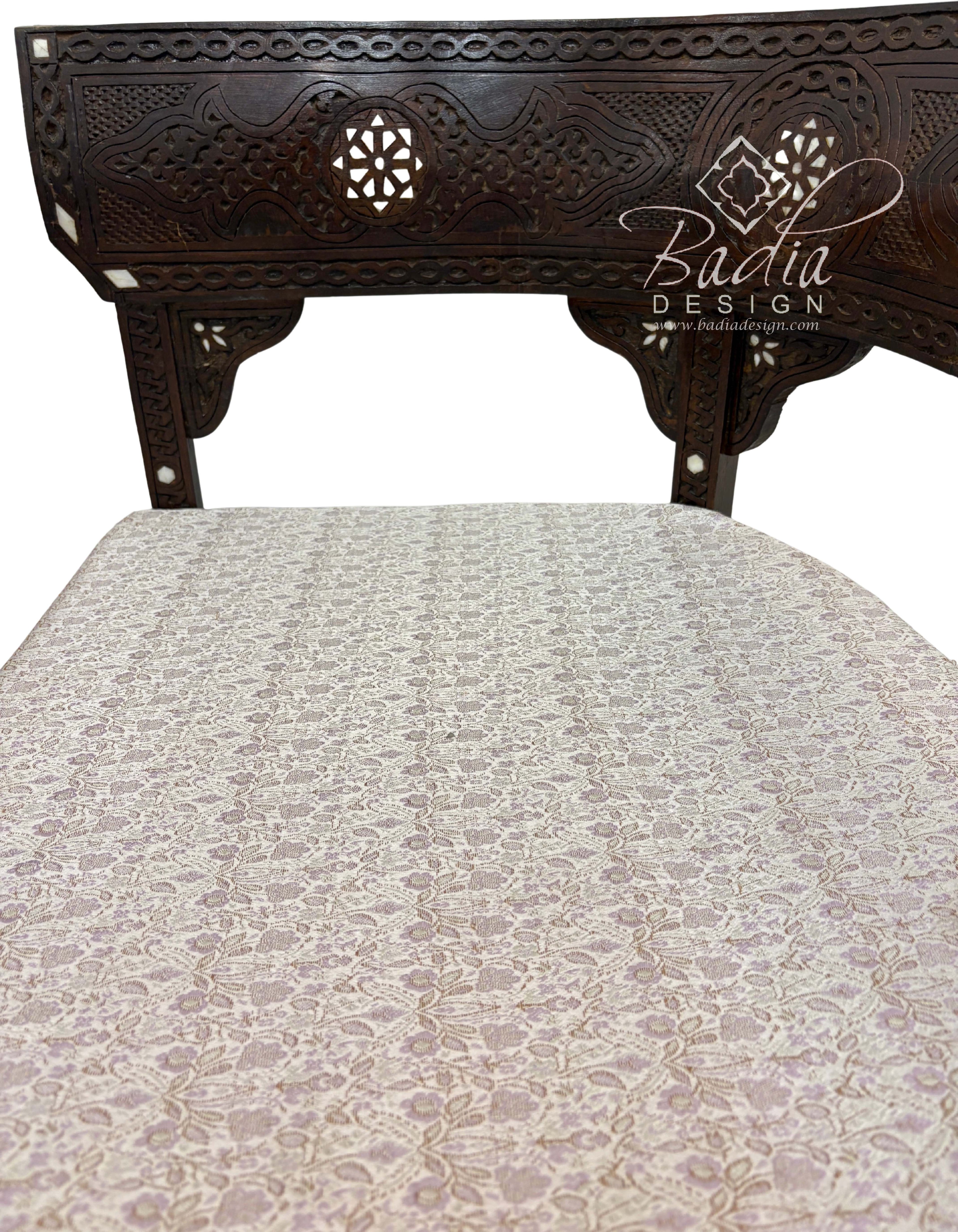 Large White Bone Inlay Bench with Cushion