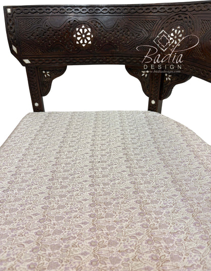 Large White Bone Inlay Bench with Cushion
