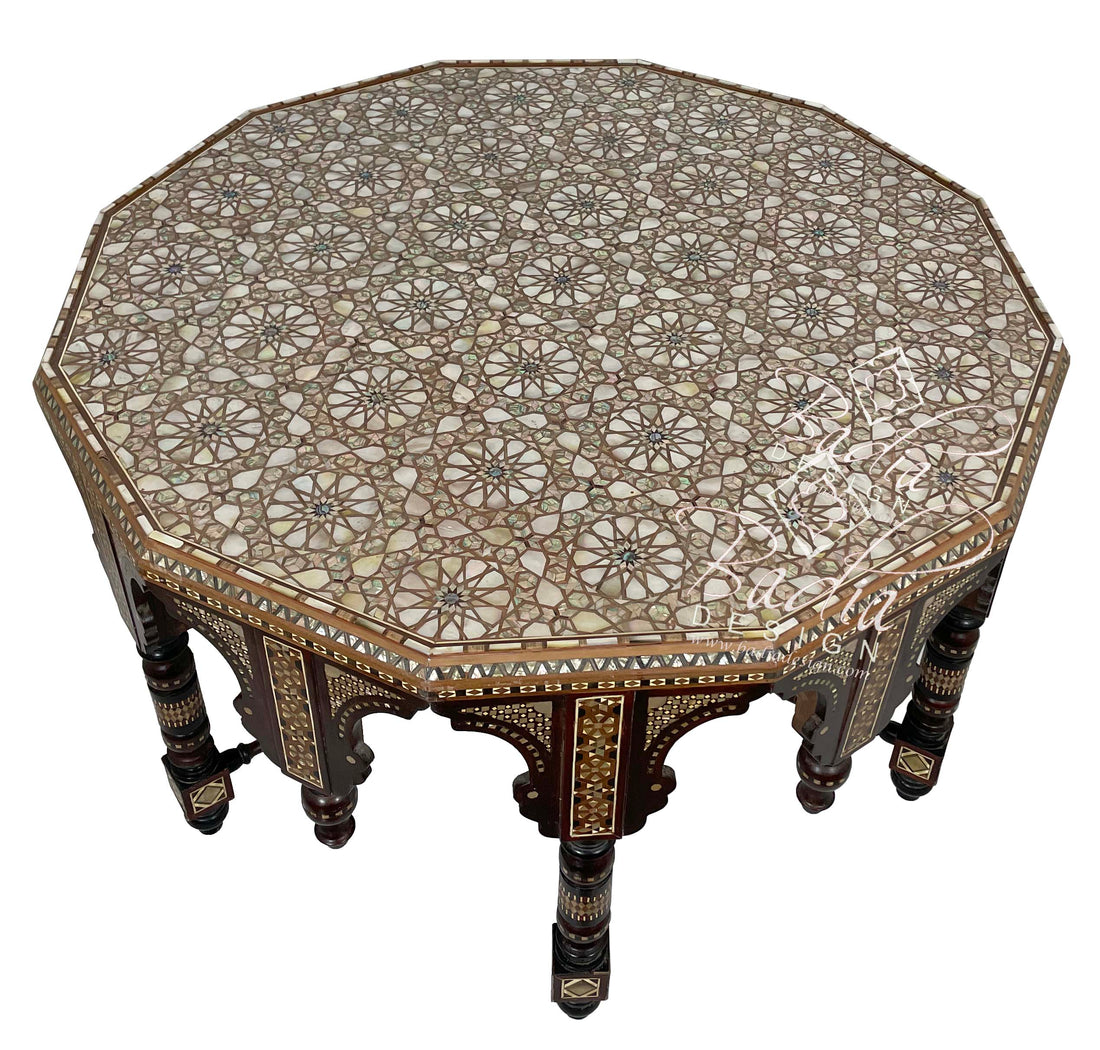 Large Mother of Pearl Inlaid Coffee Table