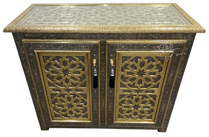 Hand Carved Cedar Embossed Brass Cabinet