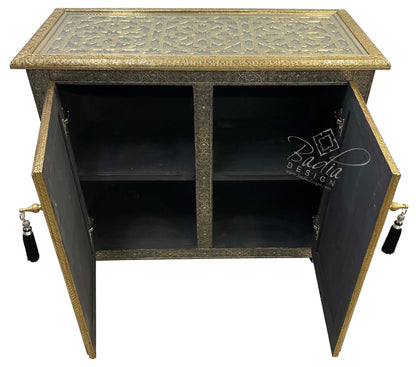 Hand Carved Cedar Embossed Brass Cabinet