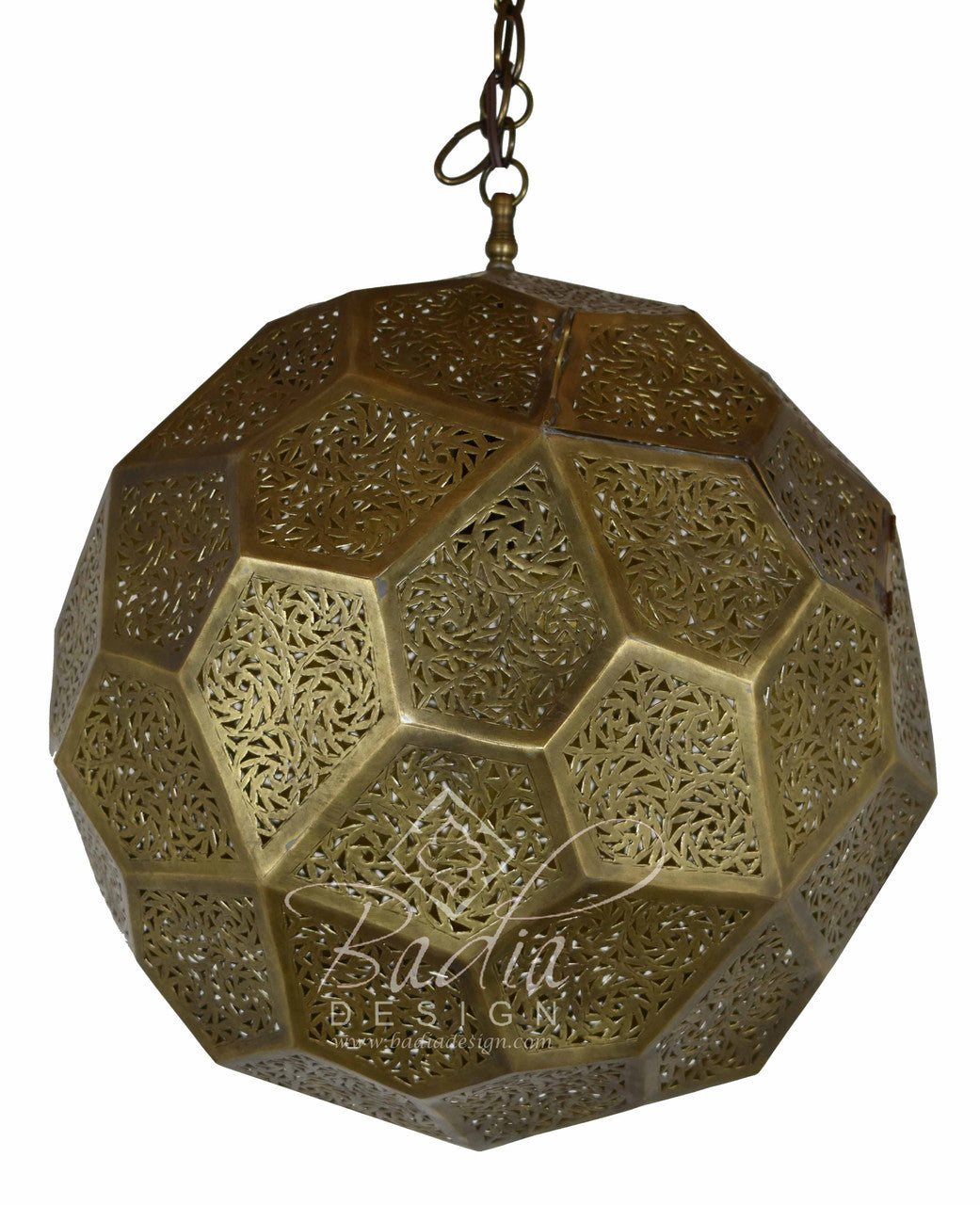Intricately Designed Brass Round Chandelier