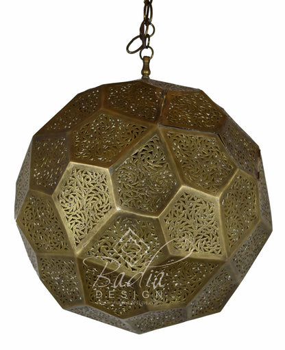Intricately Designed Brass Round Chandelier