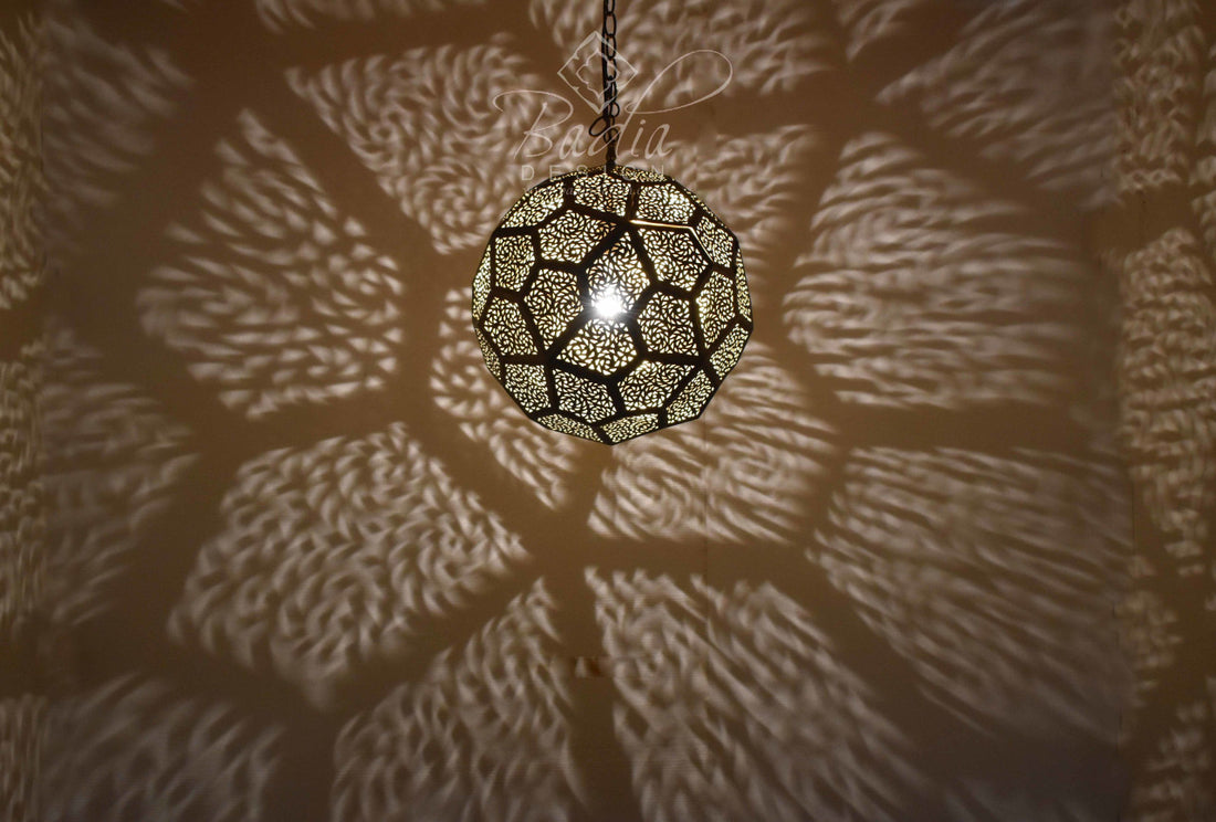 Intricately Designed Brass Round Chandelier