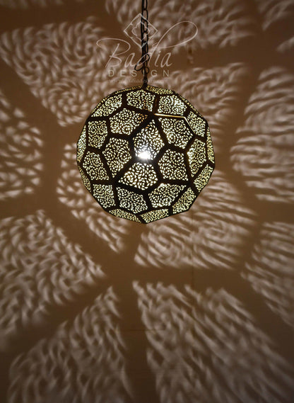 Intricately Designed Brass Round Chandelier