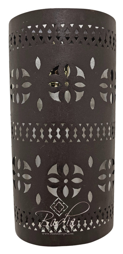 Hand Designed Rustic Iron Wall Sconce with Geometric Pattern