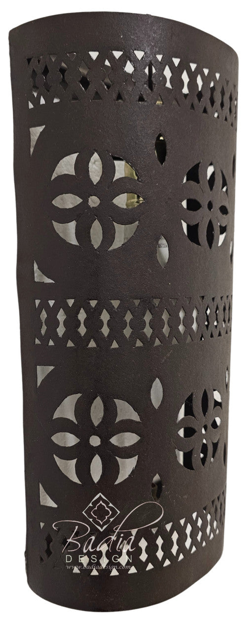 Hand Designed Rustic Iron Wall Sconce with Geometric Pattern