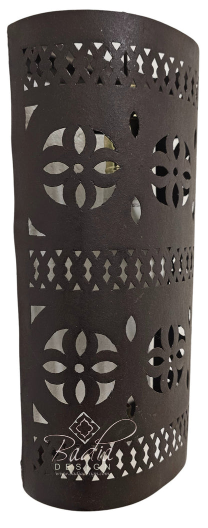 Hand Designed Rustic Iron Wall Sconce with Geometric Pattern