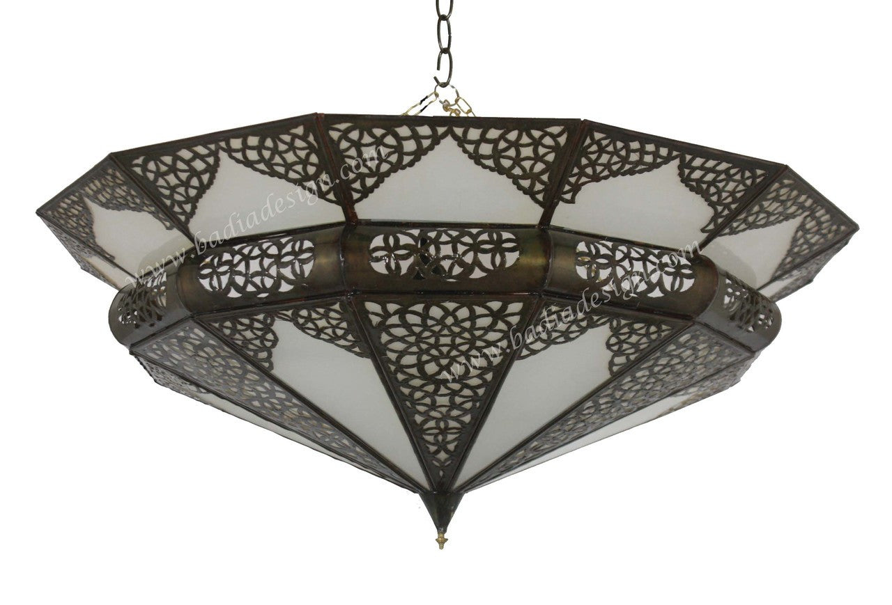 Moroccan Hanging Lantern with White Glass