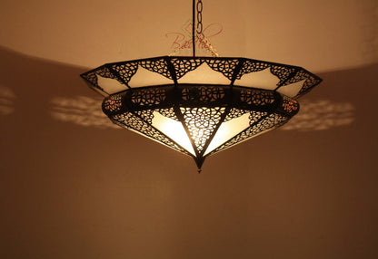 Moroccan Hanging Lantern with White Glass