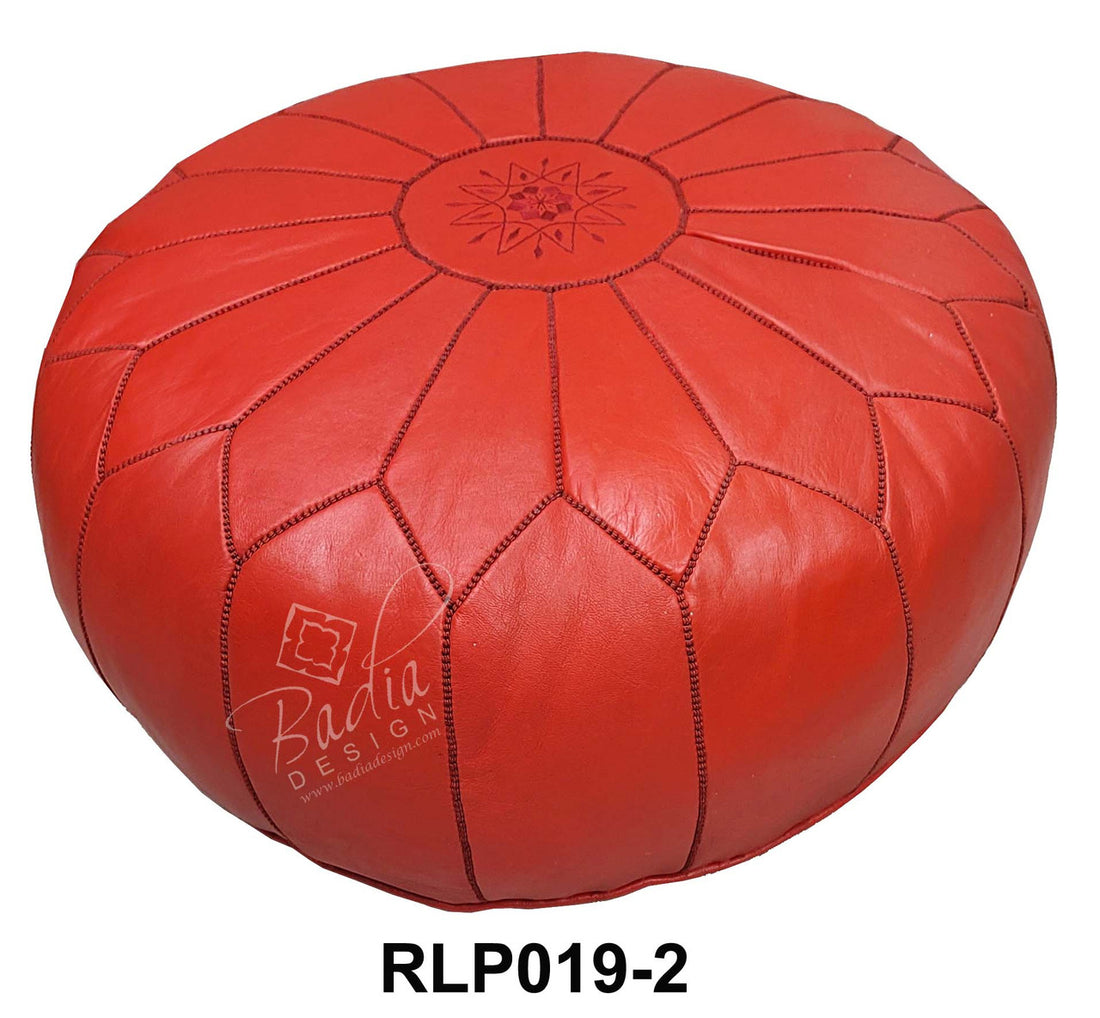 Large Round Moroccan Premium Leather Pouf