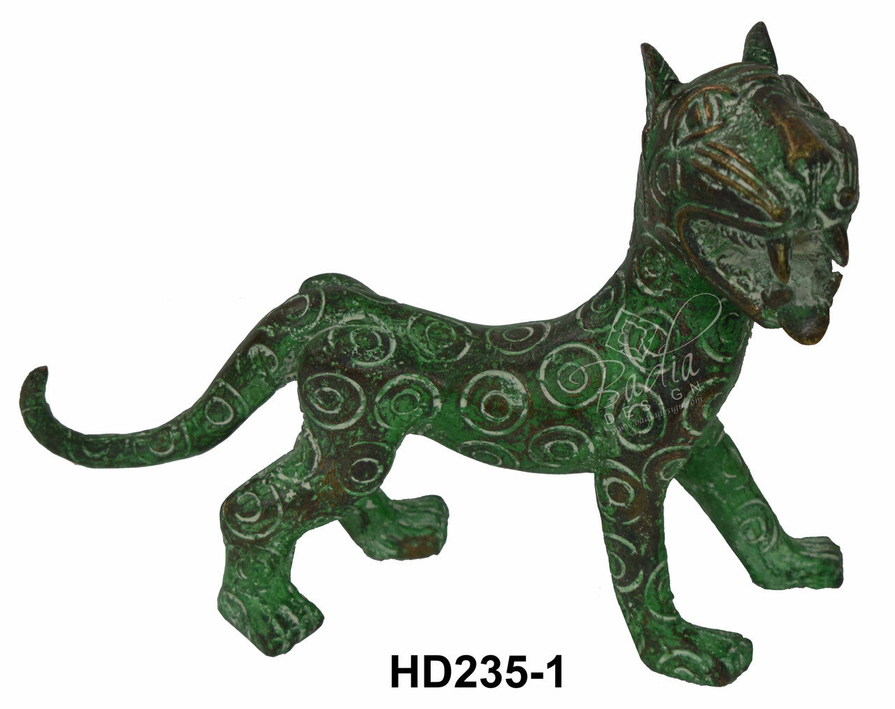 Sculpted Solid Brass African Saber-Tooth Tigers