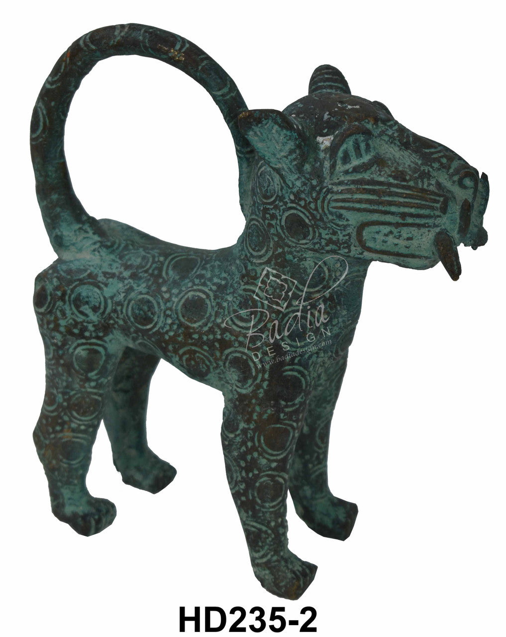 Sculpted Solid Brass African Saber-Tooth Tigers