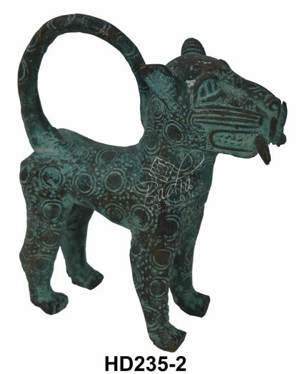 Sculpted Solid Brass African Saber-Tooth Tigers