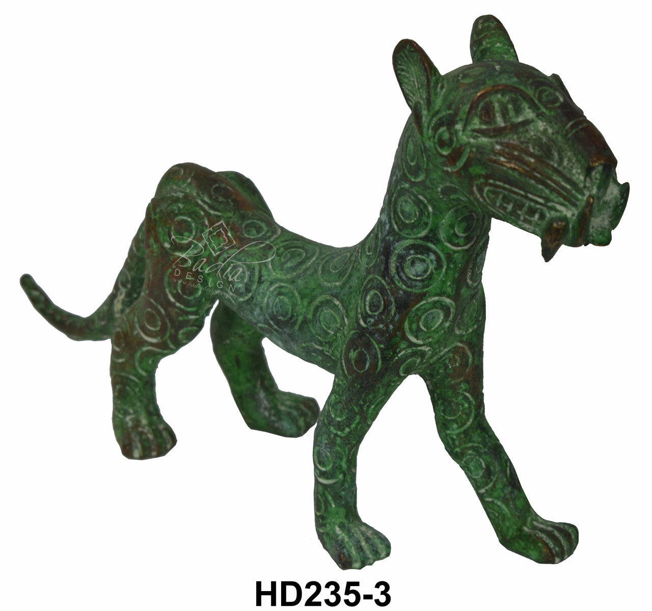 Sculpted Solid Brass African Saber-Tooth Tigers