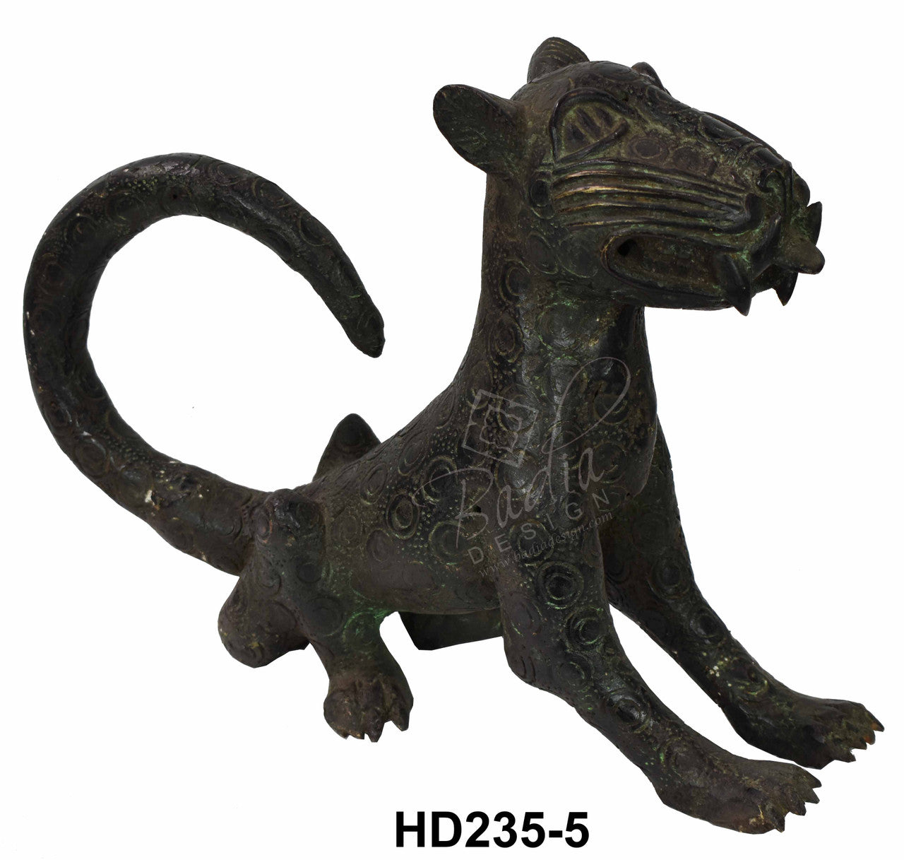 Sculpted Solid Brass African Saber-Tooth Tigers