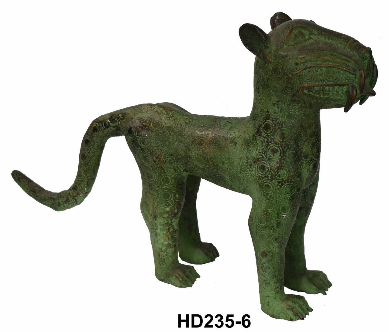 Sculpted Solid Brass African Saber-Tooth Tigers