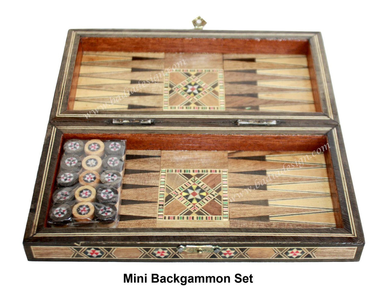 Inlaid Backgammon Board Game with Playing Pieces