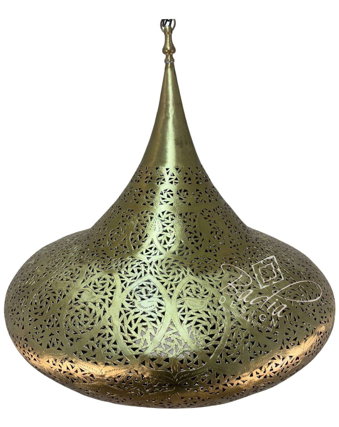 Modern Moroccan Teardrop Shaped Brass Chandelier