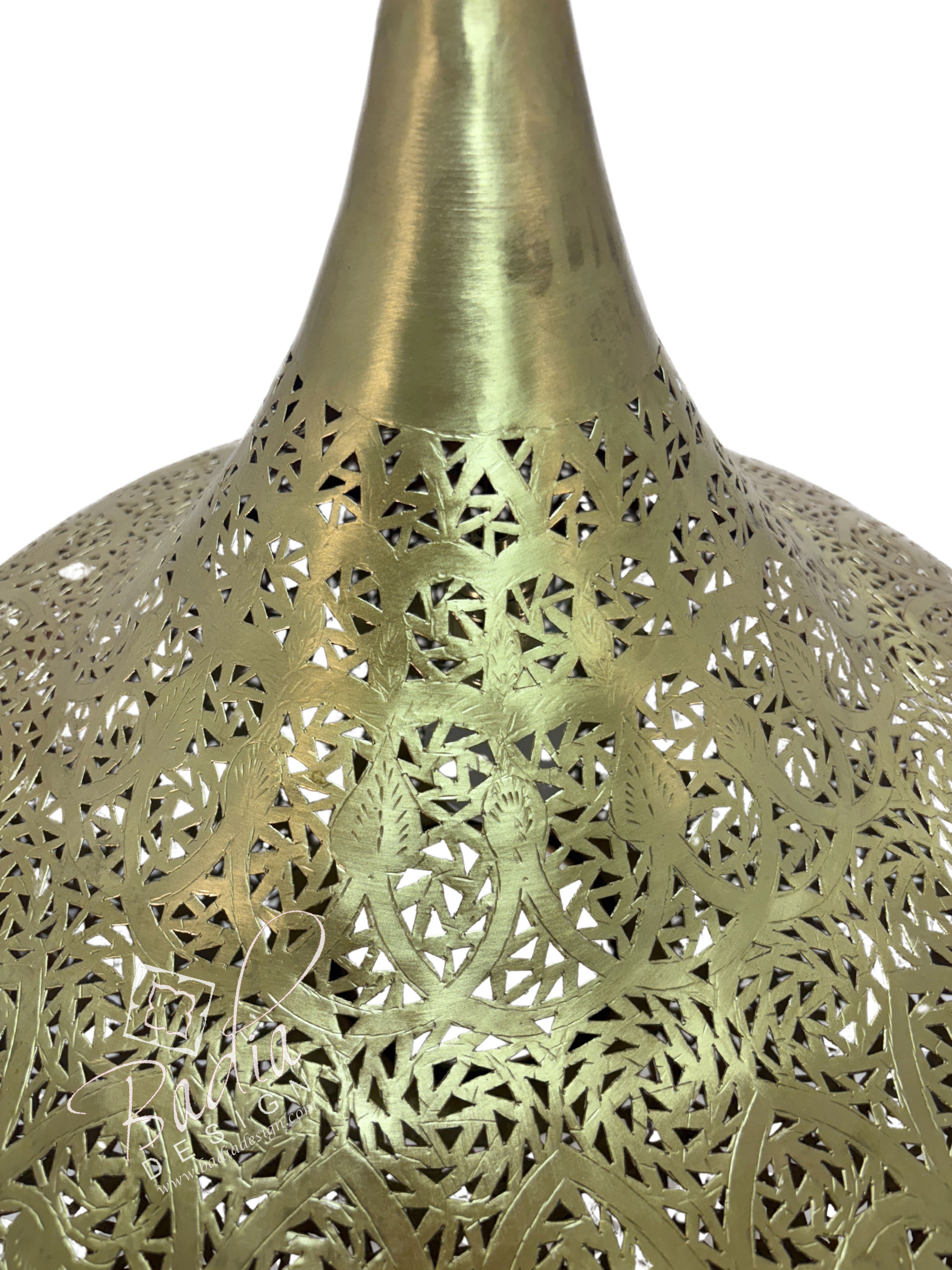 Modern Moroccan Teardrop Shaped Brass Chandelier
